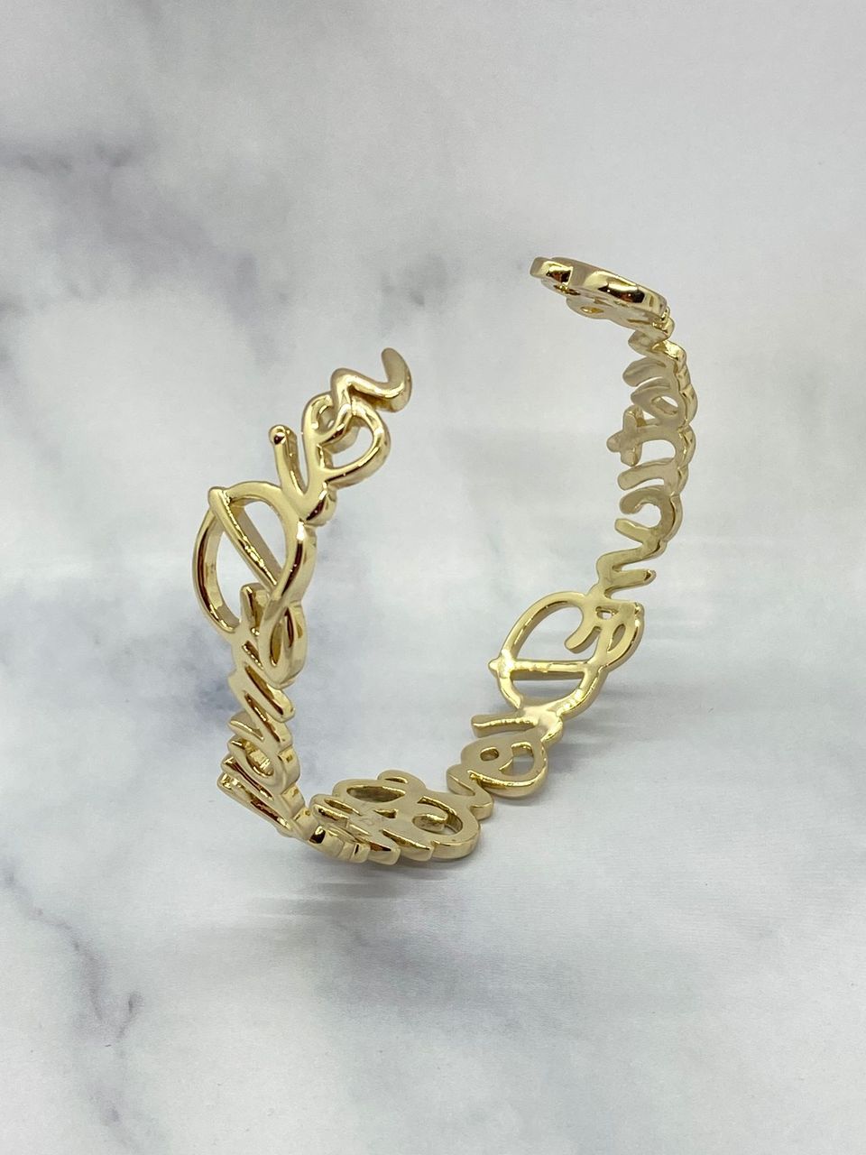 CHRISTIAN DIOR Light Gold Script Cuff Bracelet - Pre owned