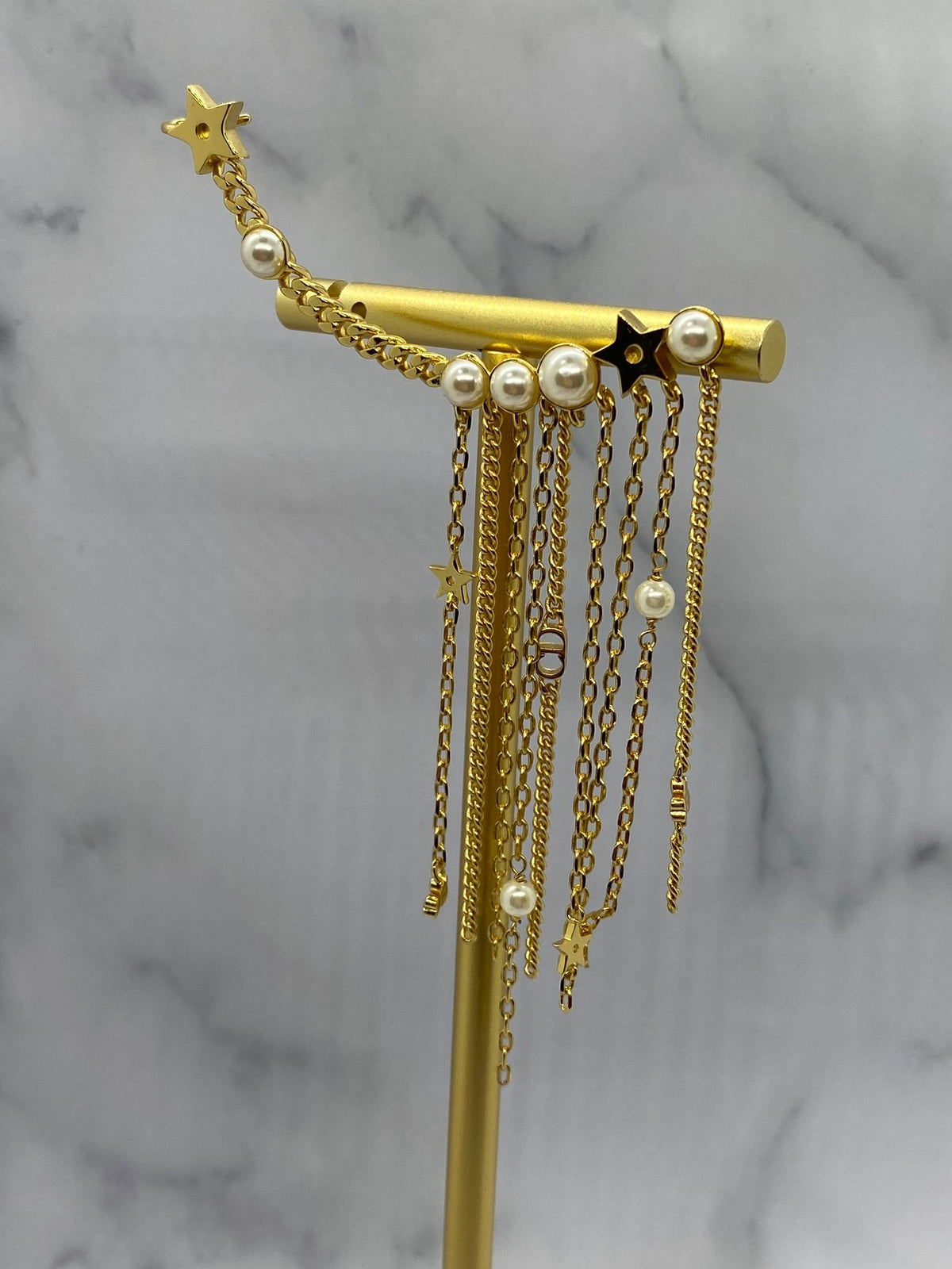 CHRISTIAN DIOR Gold Tone Chain Climber Single Earring - Pre owned