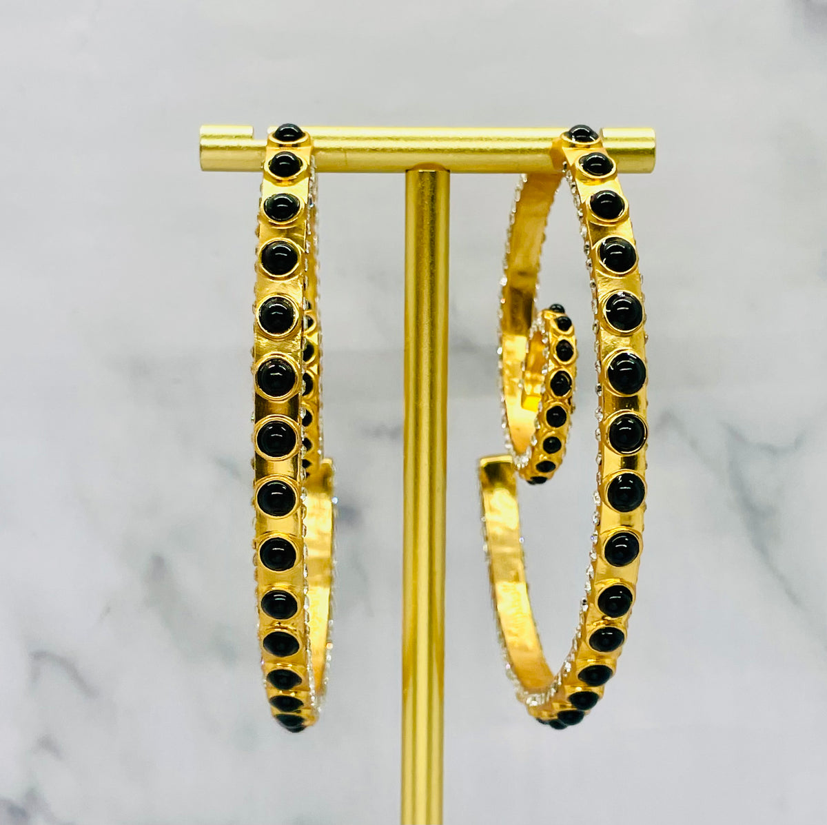 SCHIAPARELLI Large Ornate Hoop Statement Earrings - Pre owned