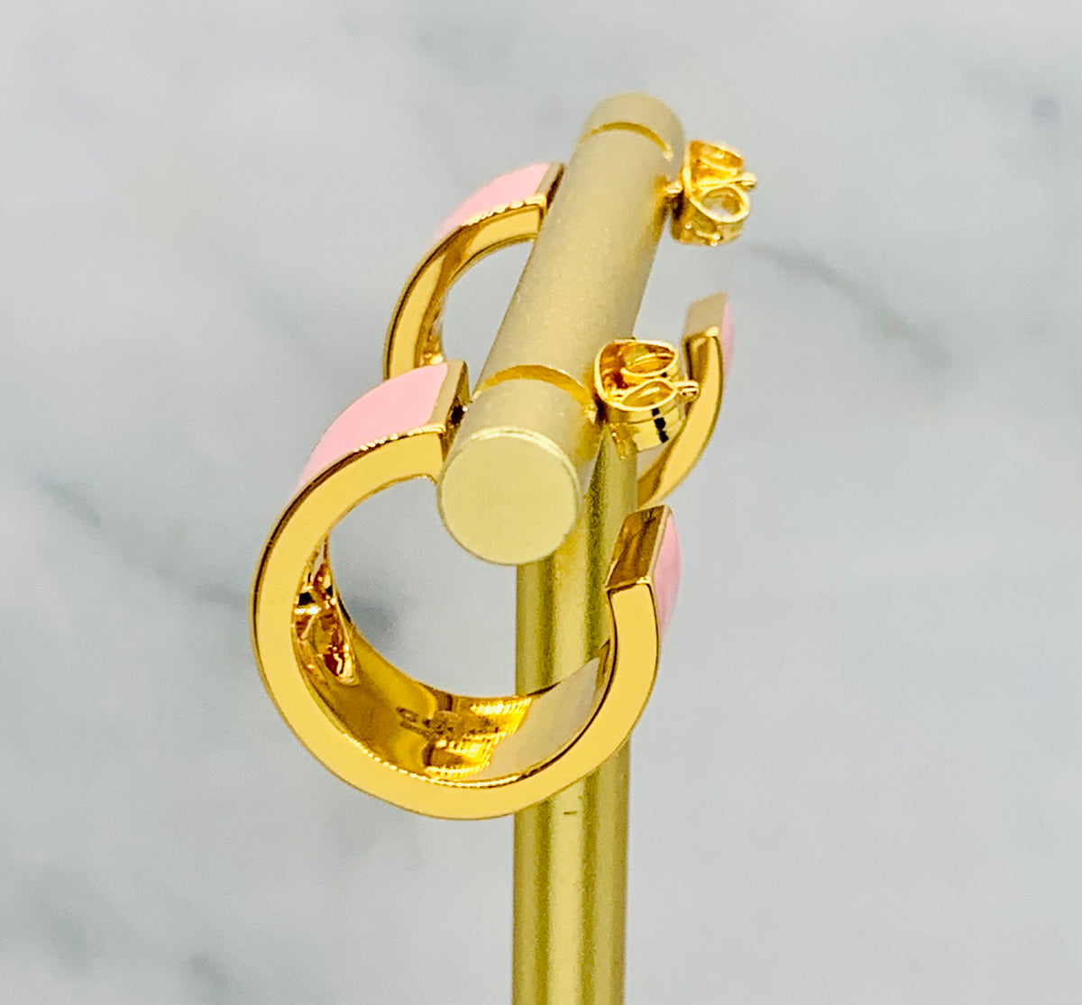 GUCCI GG Blondie Pink Enamel Hoop Earrings - Pre owned