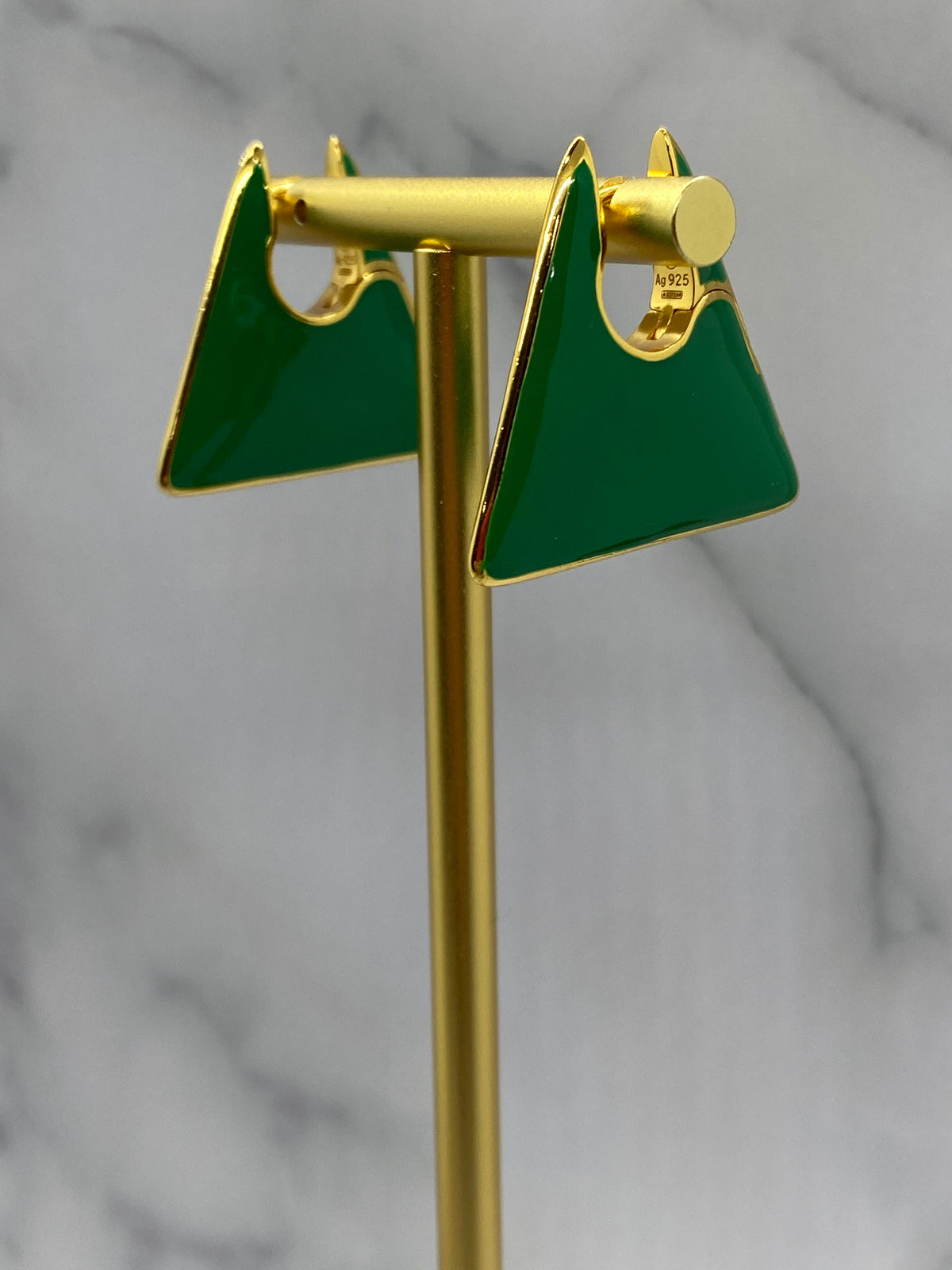 BOTTEGA VENETA Green Triangle Hoop Earrings
