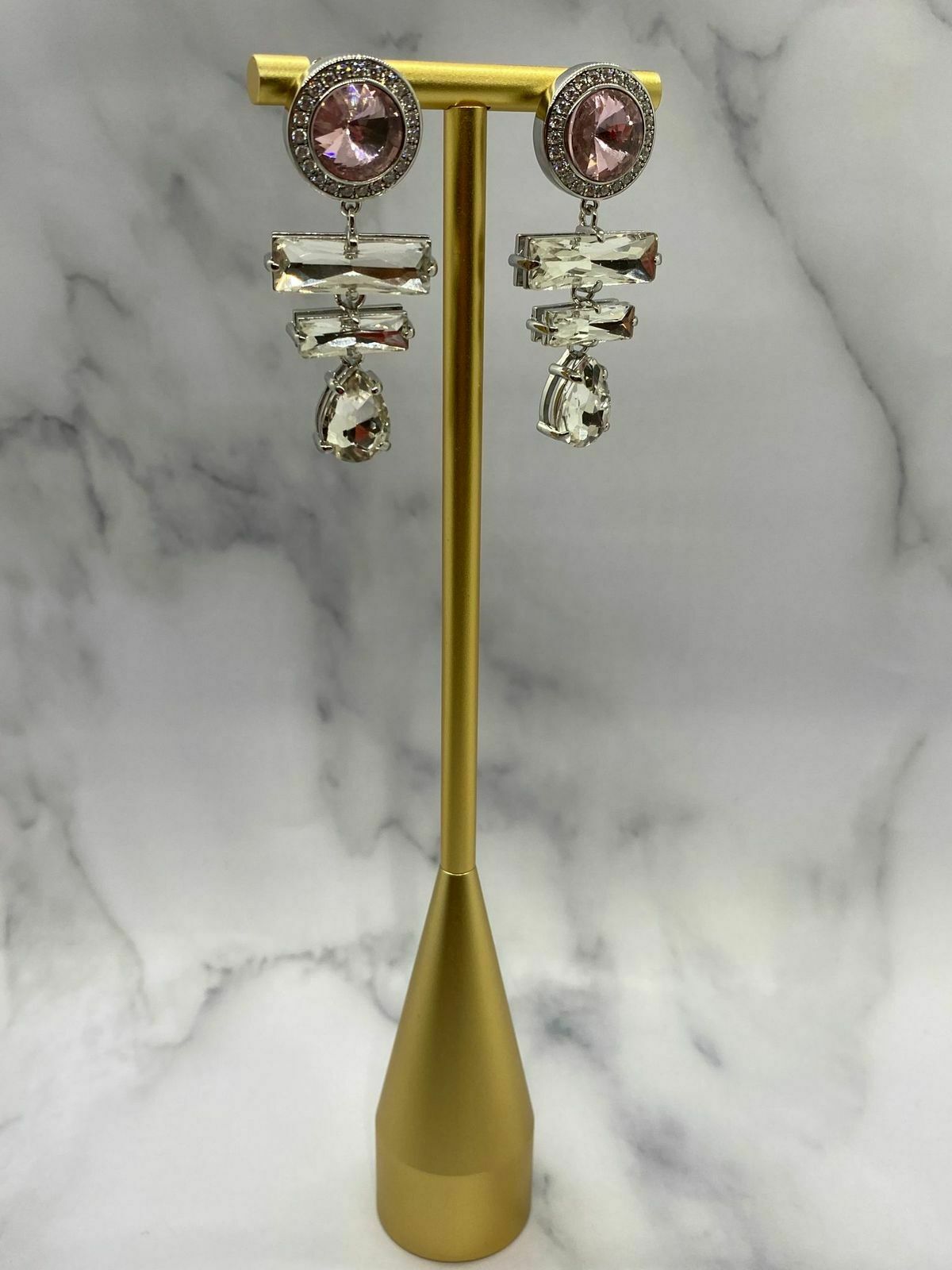 MIU MIU Pink Rhinestone Pendant Earrings - Pre owned