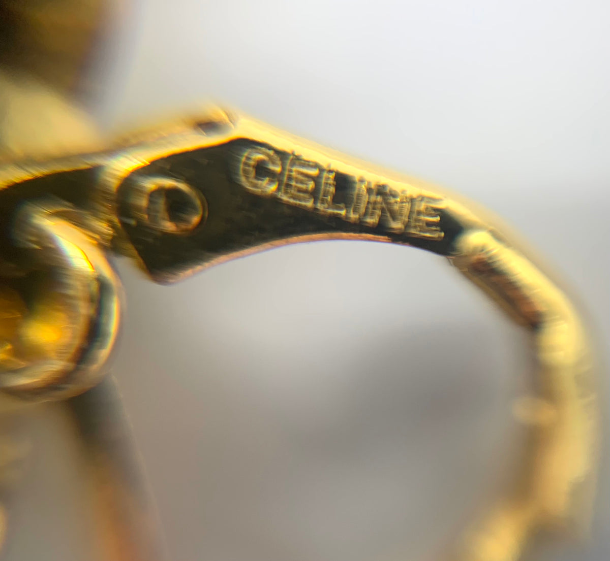 CELINE Monogram Rhinestone Fringe Earrings - Pre owned