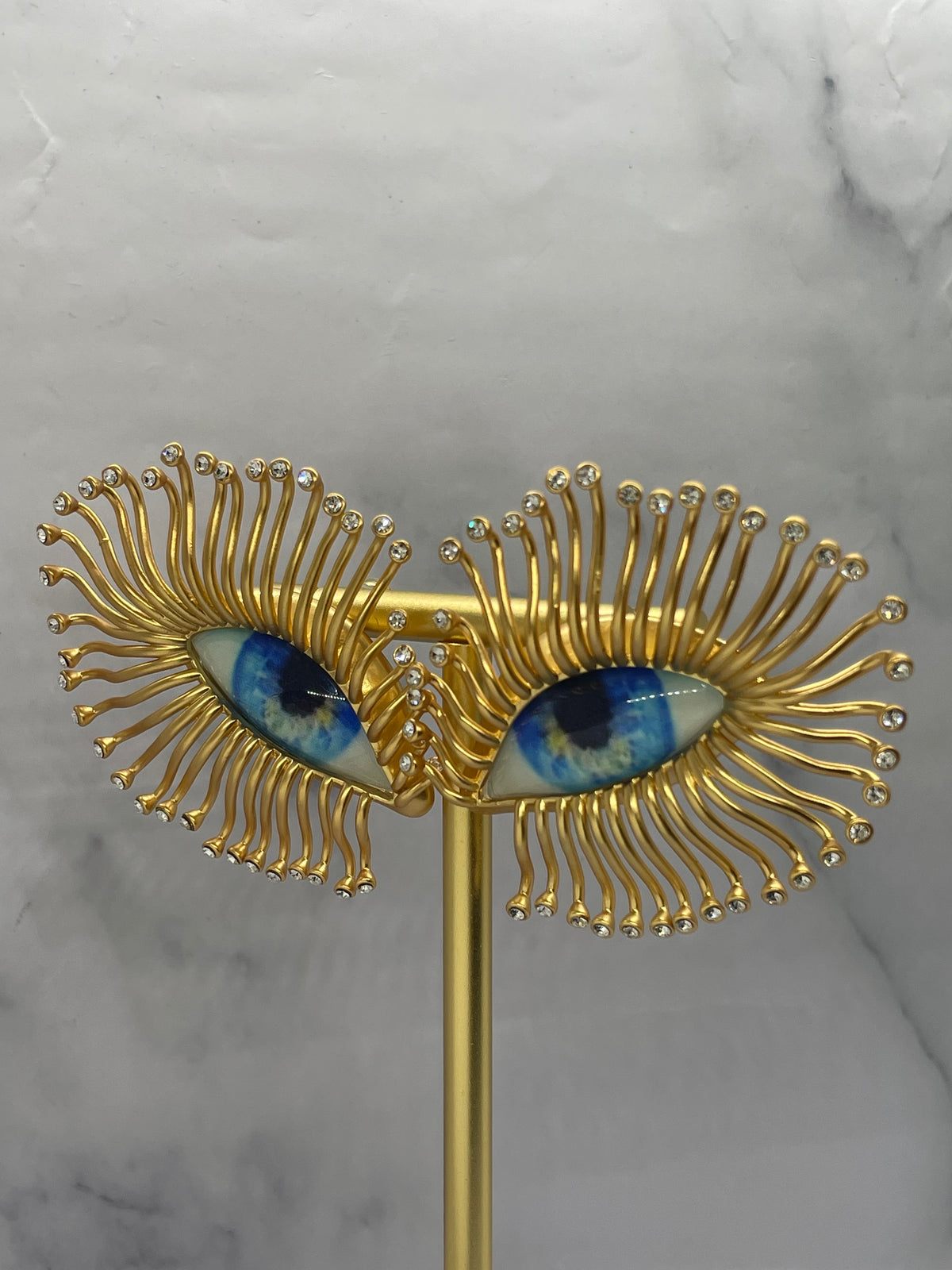 SCHIAPARELLI Eye Rhinestone Hoop Earrings - Pre owned