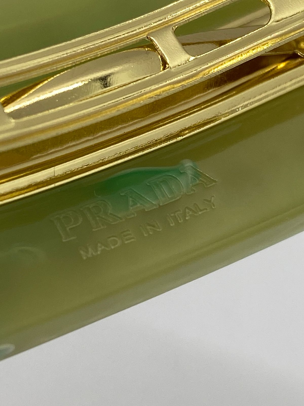 PRADA Acrylic Green Rhinestone Hair Clip Barrette - Pre owned