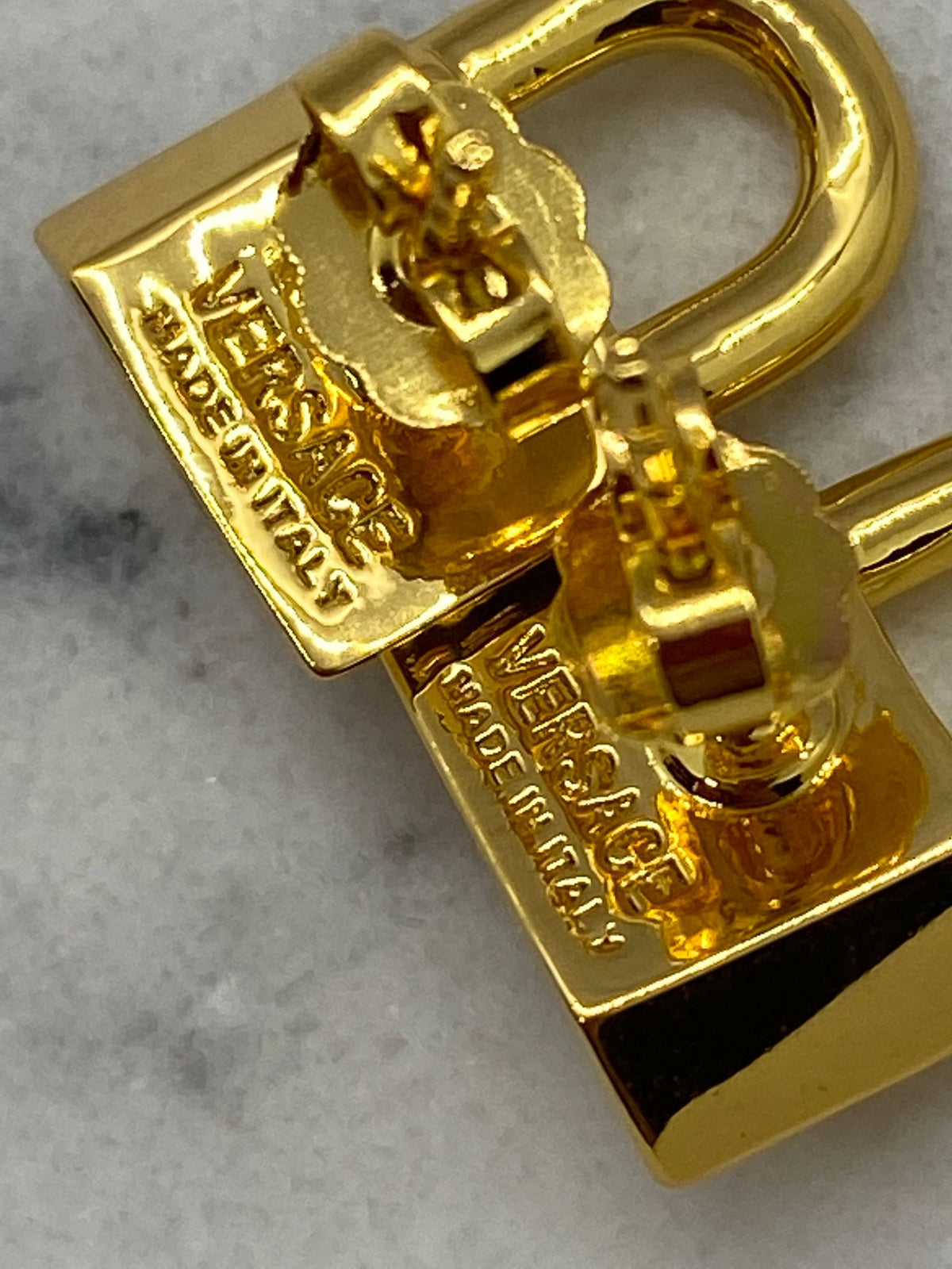 Auth VERSACE Gold Tone Medusa Lock Earrings - Pre owned / KC3078