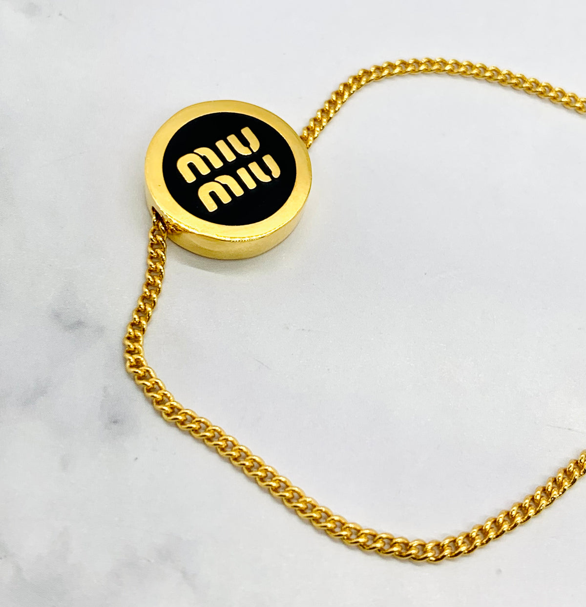 MIU MIU Black Disc Charm Bracelet - Pre owned