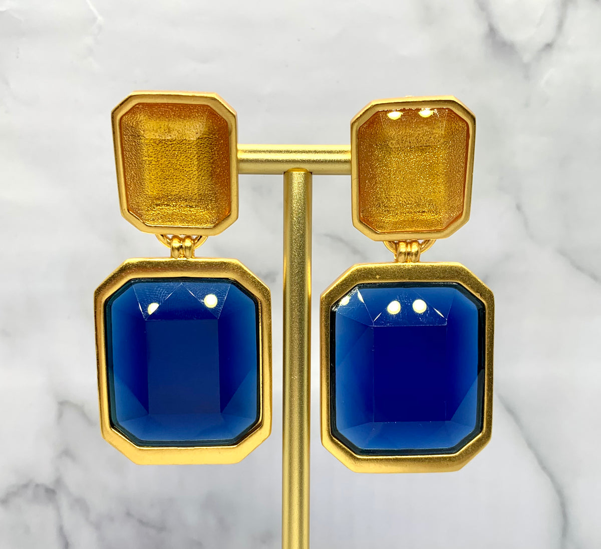 YSL YVES SAINT LAURENT Yellow & Blue Clip On Earrings - Pre owned