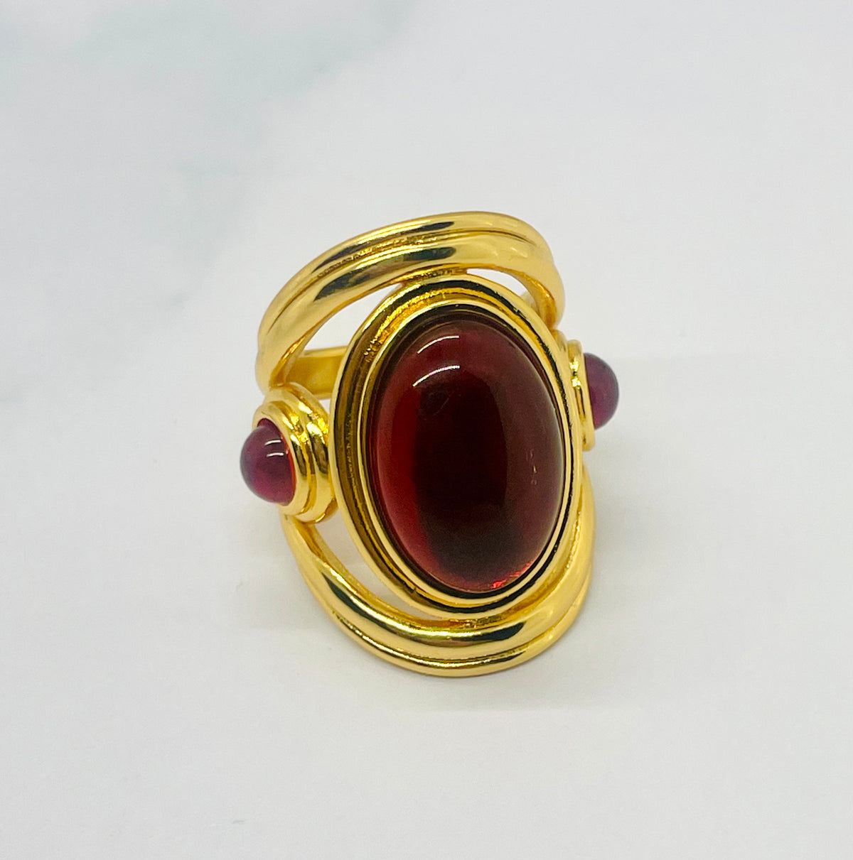 YSL YVES SAINT LAURENT Ruby Statement Ring Size 7 - Pre owned