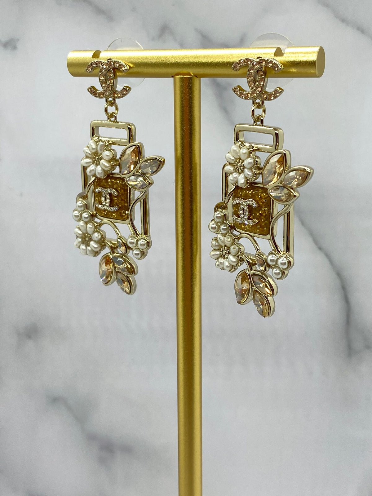CHANEL CC Floral Bottle Earrings - Pre owned
