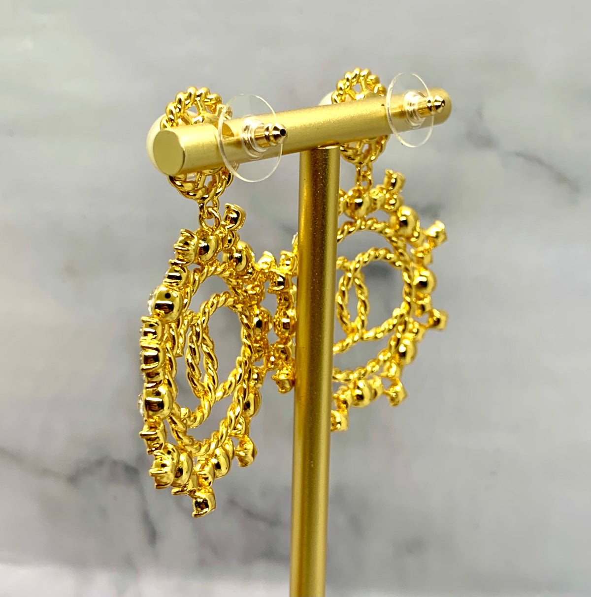 CHANEL CC Rhinestone Pendant Earrings - Pre owned