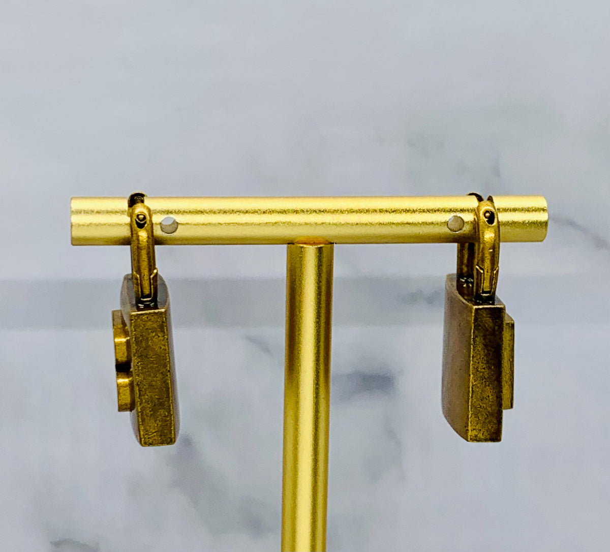 BALENCIAGA BB Brass Lock Earrings - Pre owned