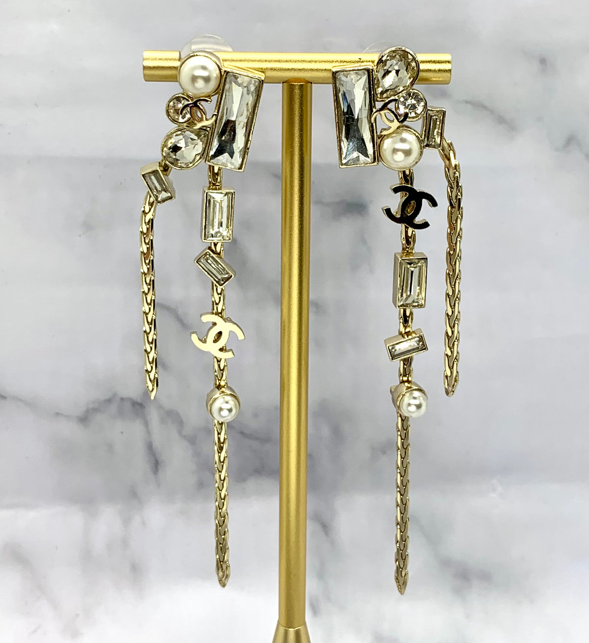 CHANEL CC Rhinestone Statement Earrings - Pre owned