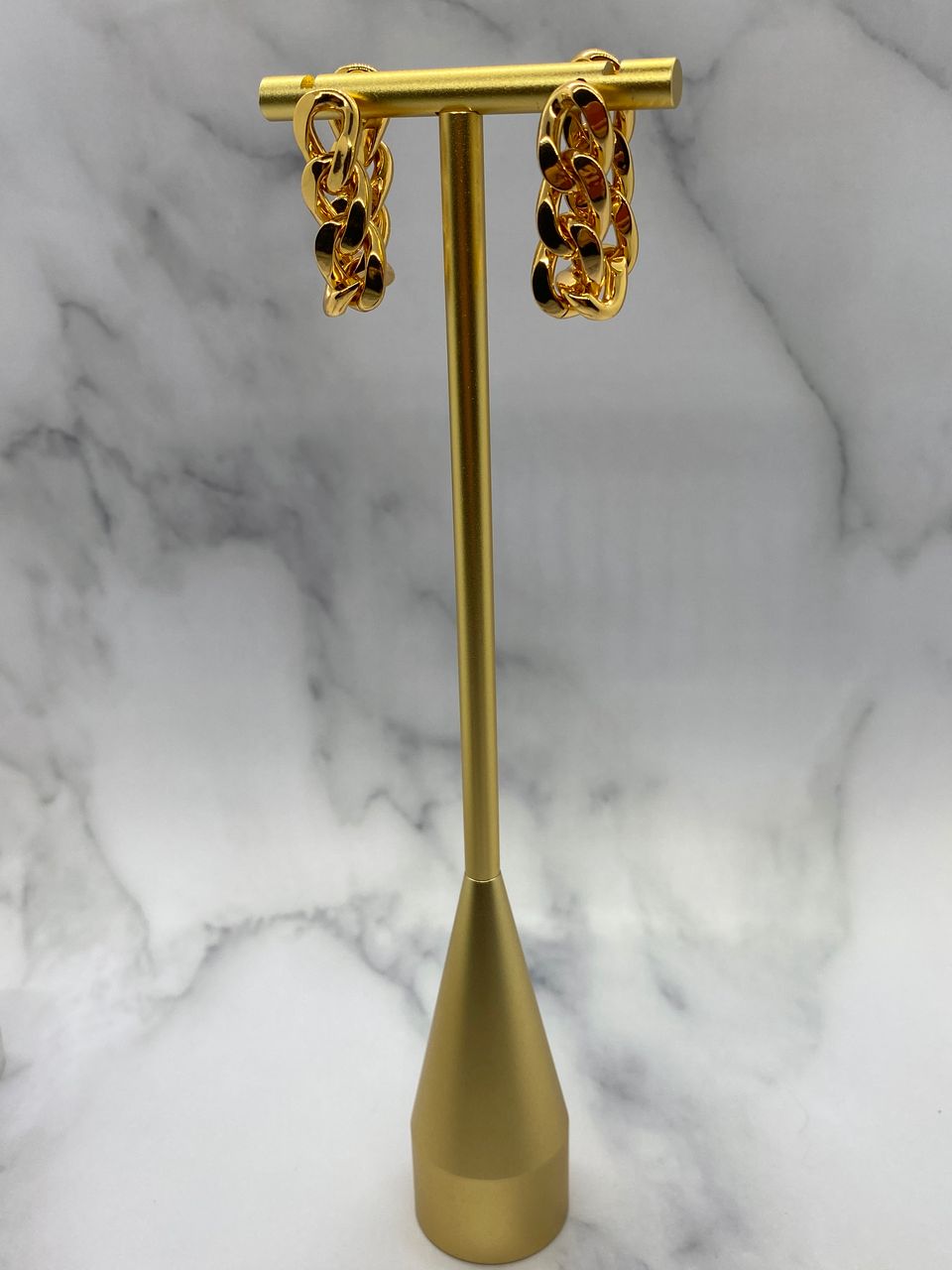 BOTTEGA VENETA Gold Chain Hoop Earrings - Pre owned