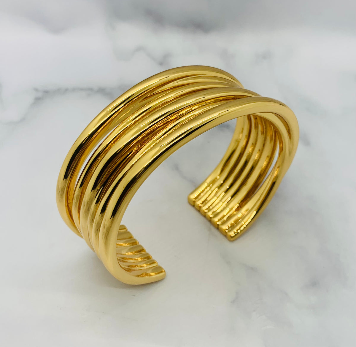 YSL YVES SAINT LAURENT Gold Tone Cuff Bracelet - Pre owned