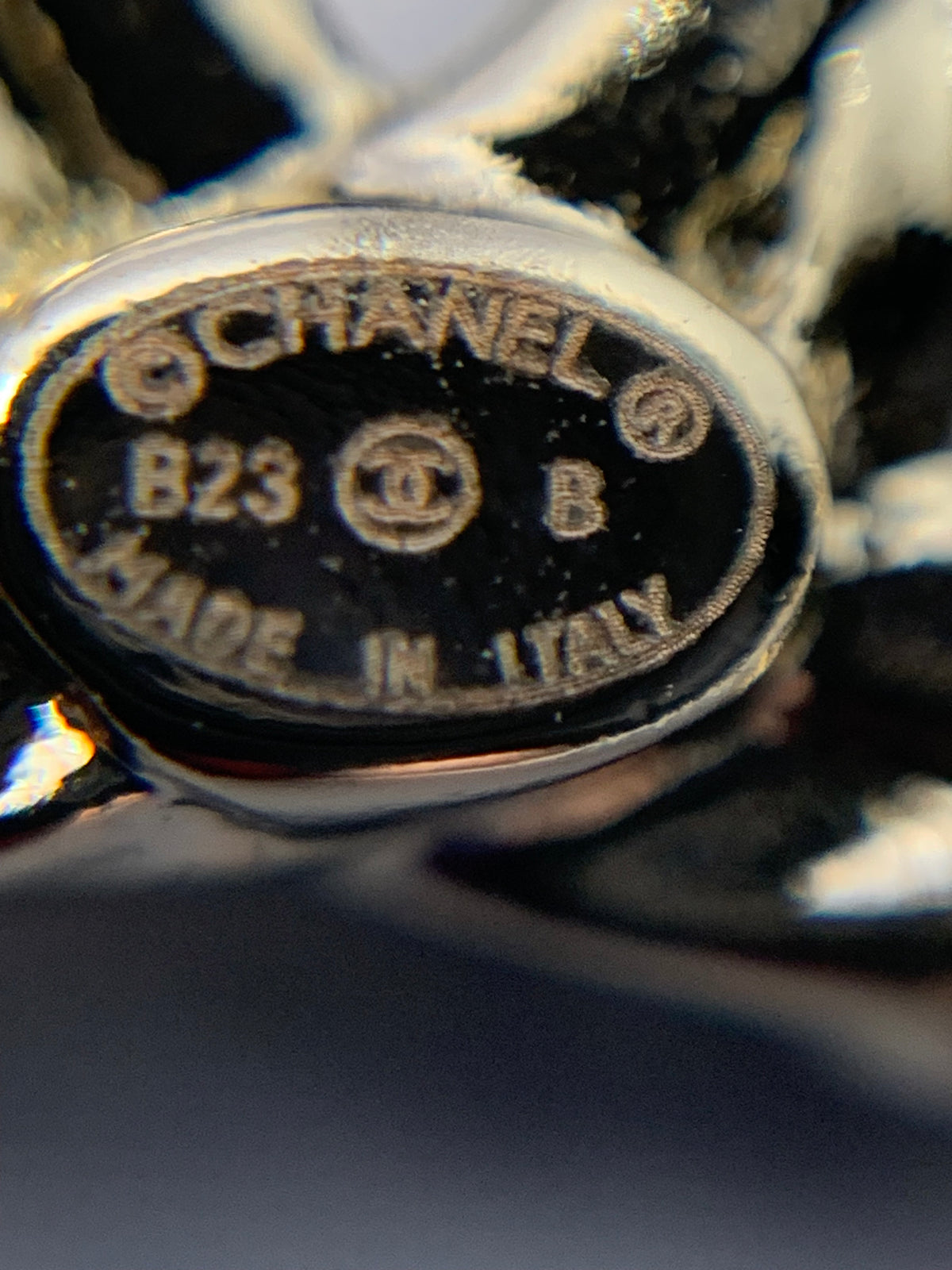 CHANEL CC Gold Tone Rhinestone Earrings - USED