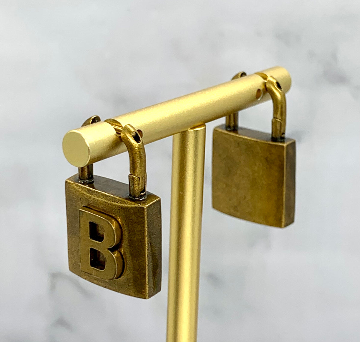 BALENCIAGA BB Brass Lock Earrings - Pre owned