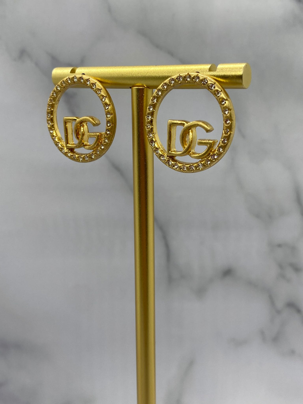 DOLCE & GABBANA Gold Tone Rhinestone Earrings - Pre owned