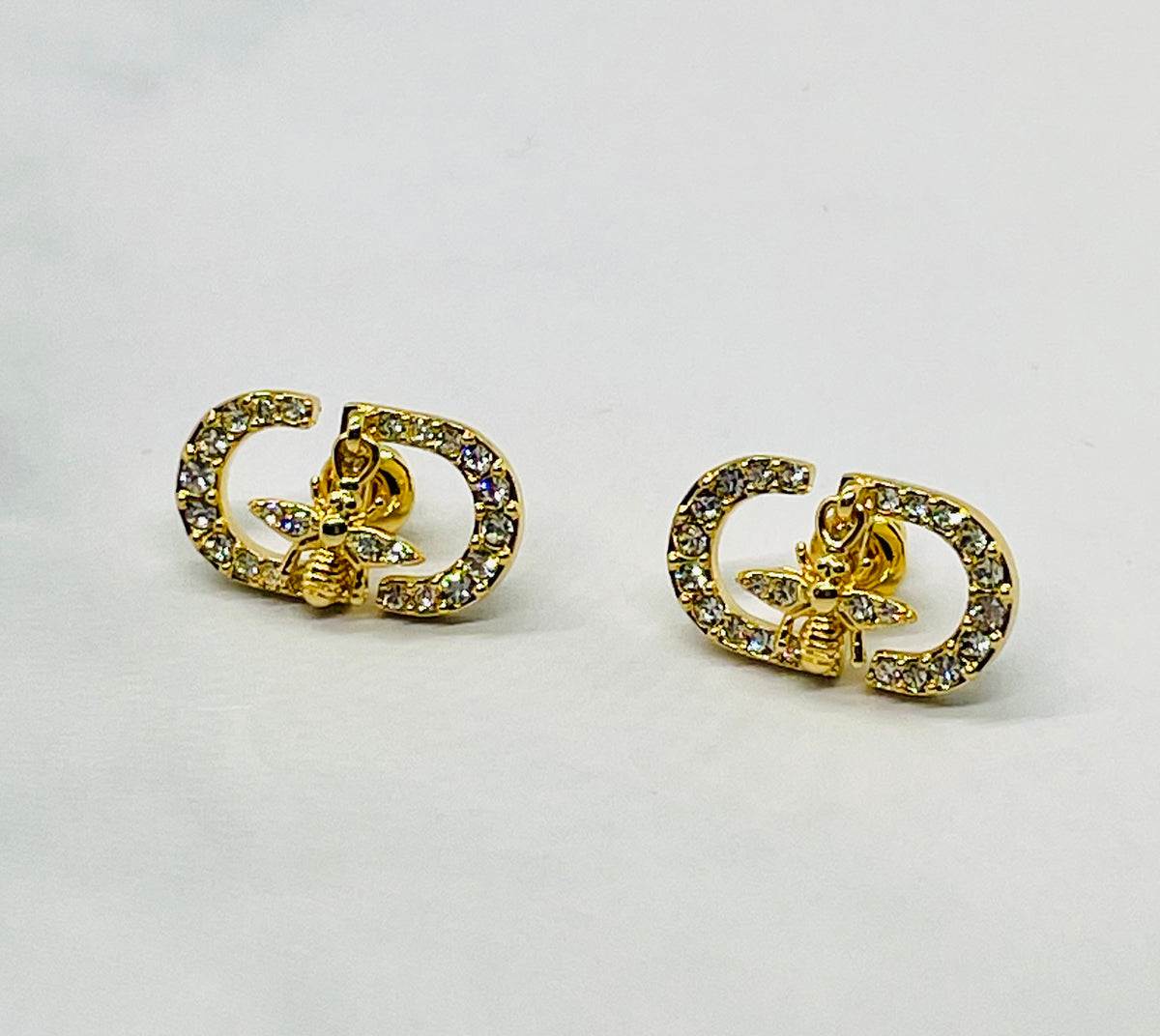 CHRISTIAN DIOR CD Rhinestone Fly Earrings - Pre owned