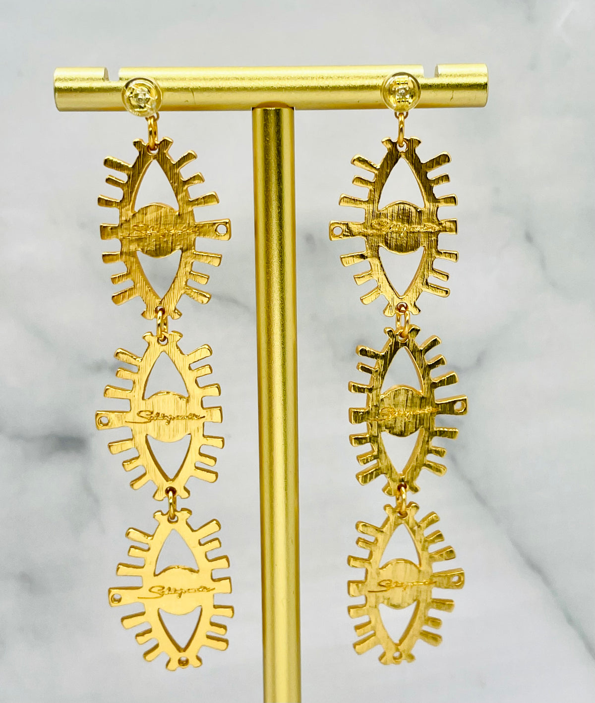 SCHIAPARELLI Eye Shaped Pendant Earrings - Pre owned