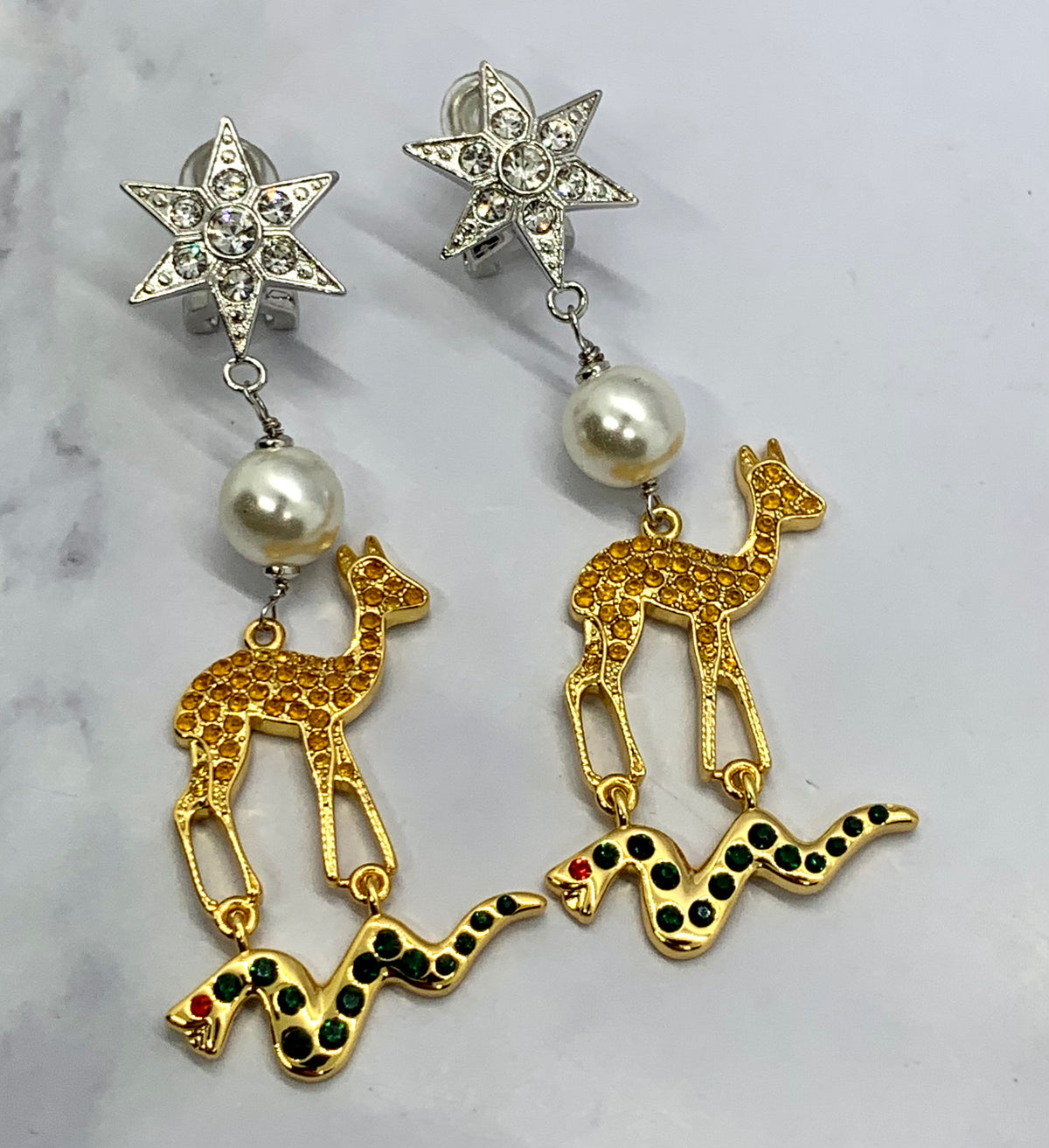 MIU MIU Rhinestone Pendant Earrings - Pre owned