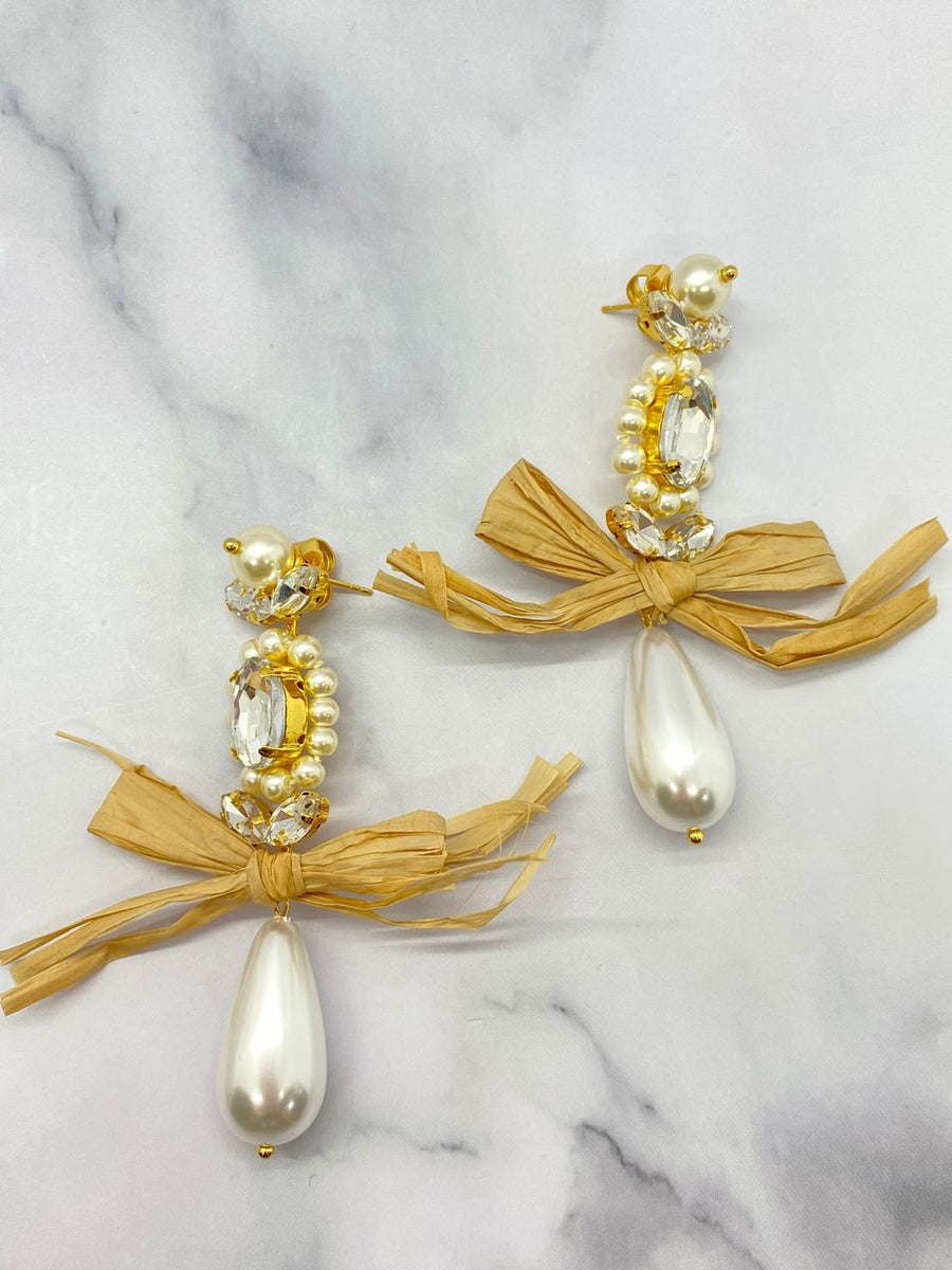 SIMONE ROCHA Bow Rhinestone & Pearl Earrings - Pre owned