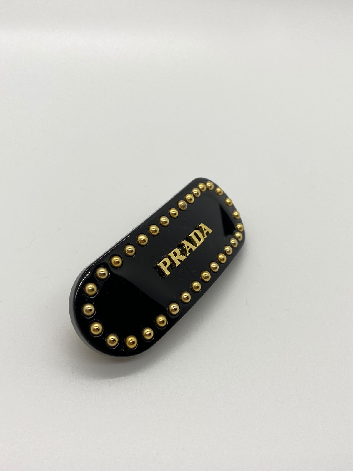 PRADA Acrylic Black Studded Hair Clip Barrette - Pre owned