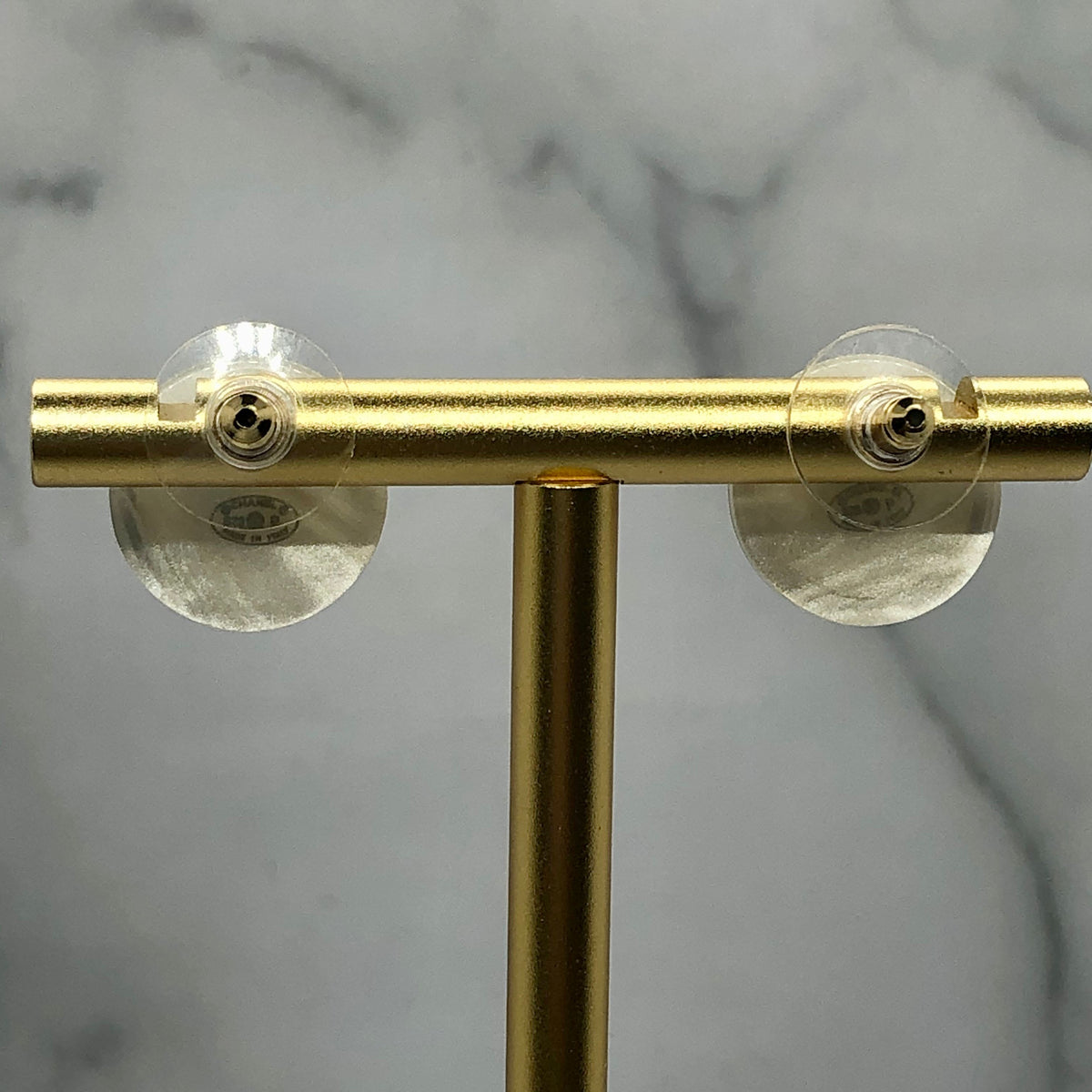 CHANEL CC Marble Button Earrings - Pre owned