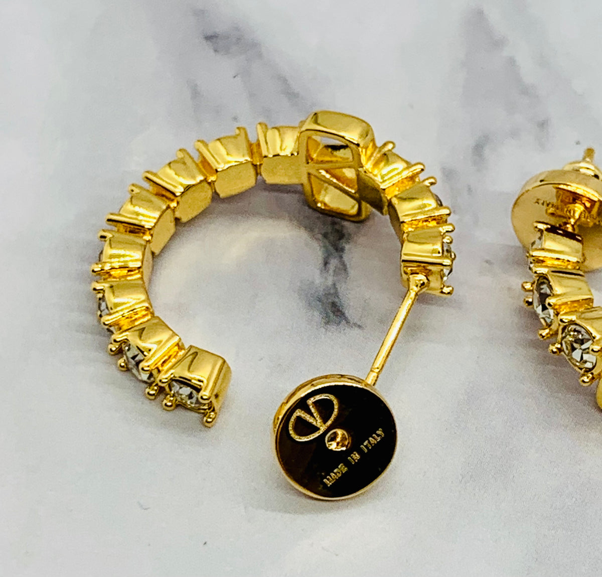 VALENTINO V Rhinestone Hoop Earrings - Pre owned