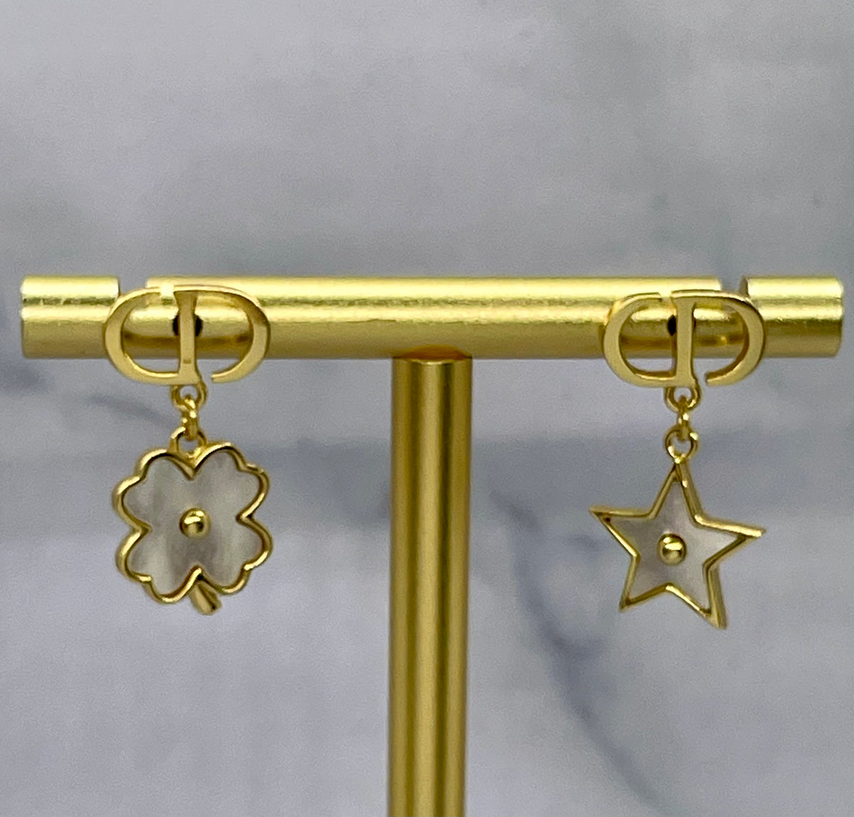 CHRISTIAN DIOR CD Mother of Pearl Charm Earrings - Pre owned