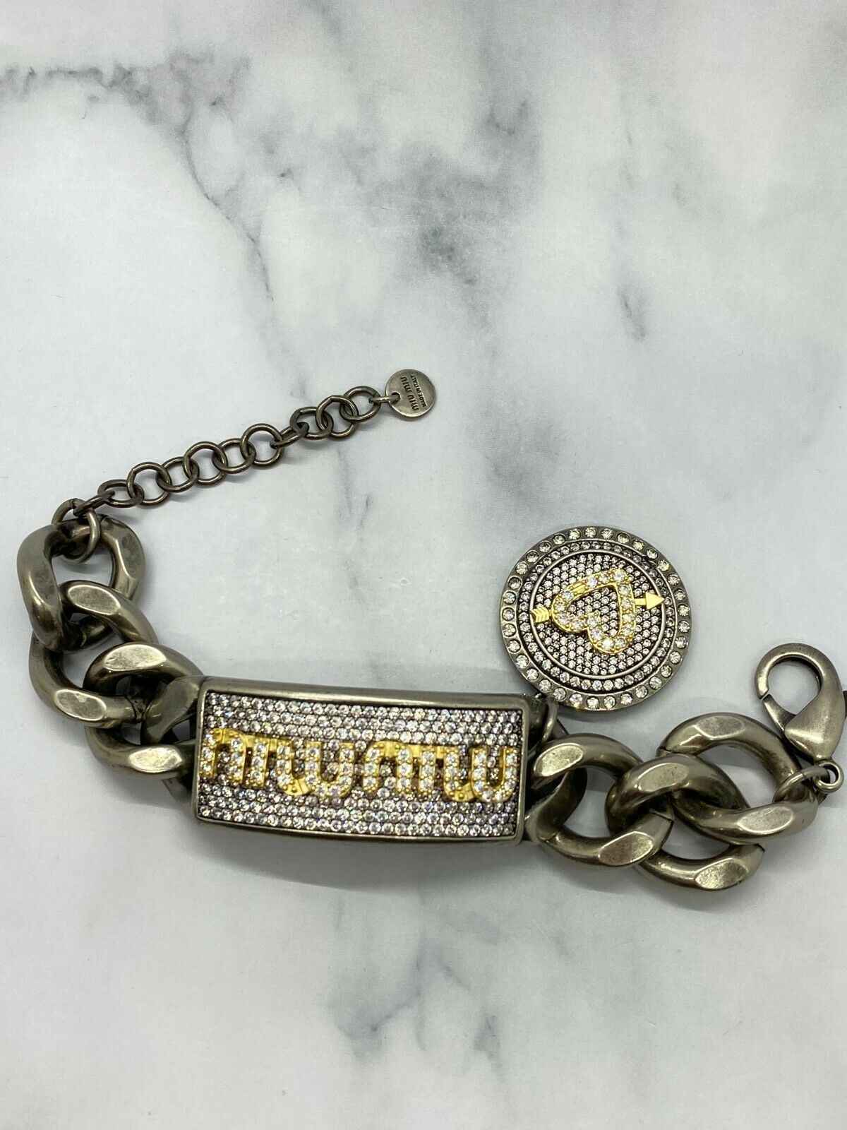 MIU MIU Pavé crystal bracelet with charm - Pre owned