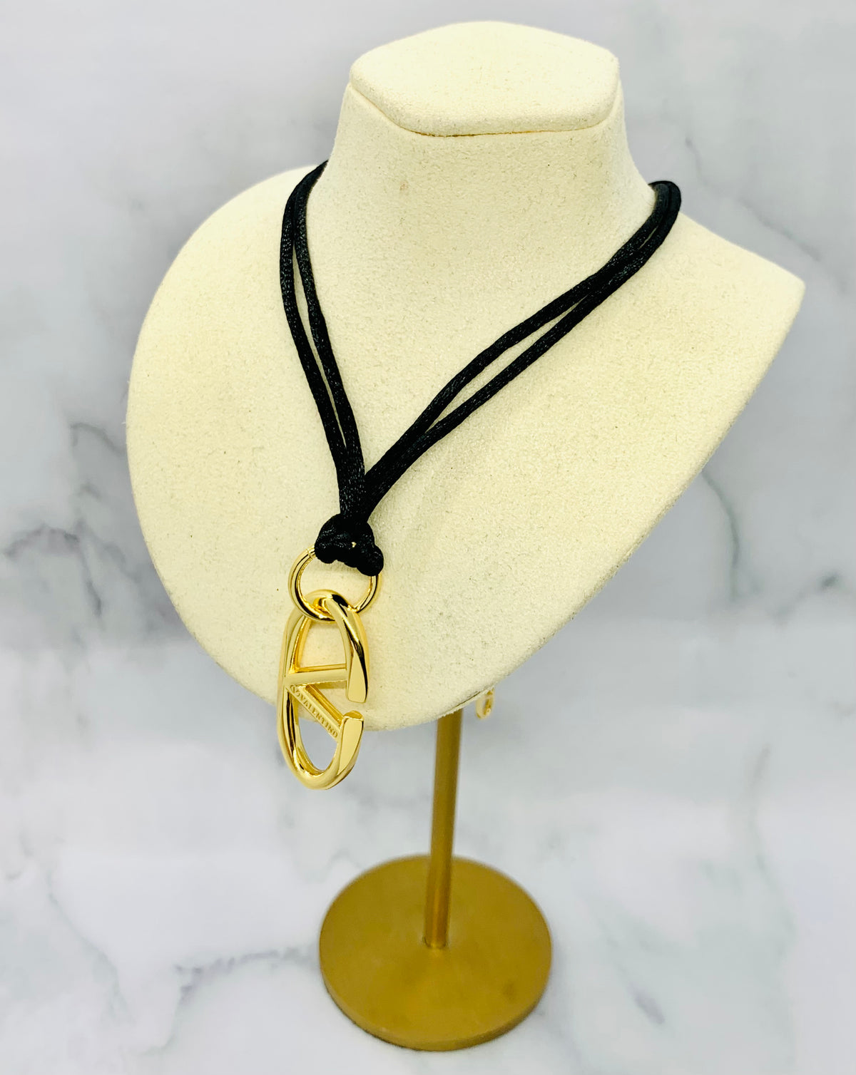 VALENTINO V Black Rope Necklace - Pre owned