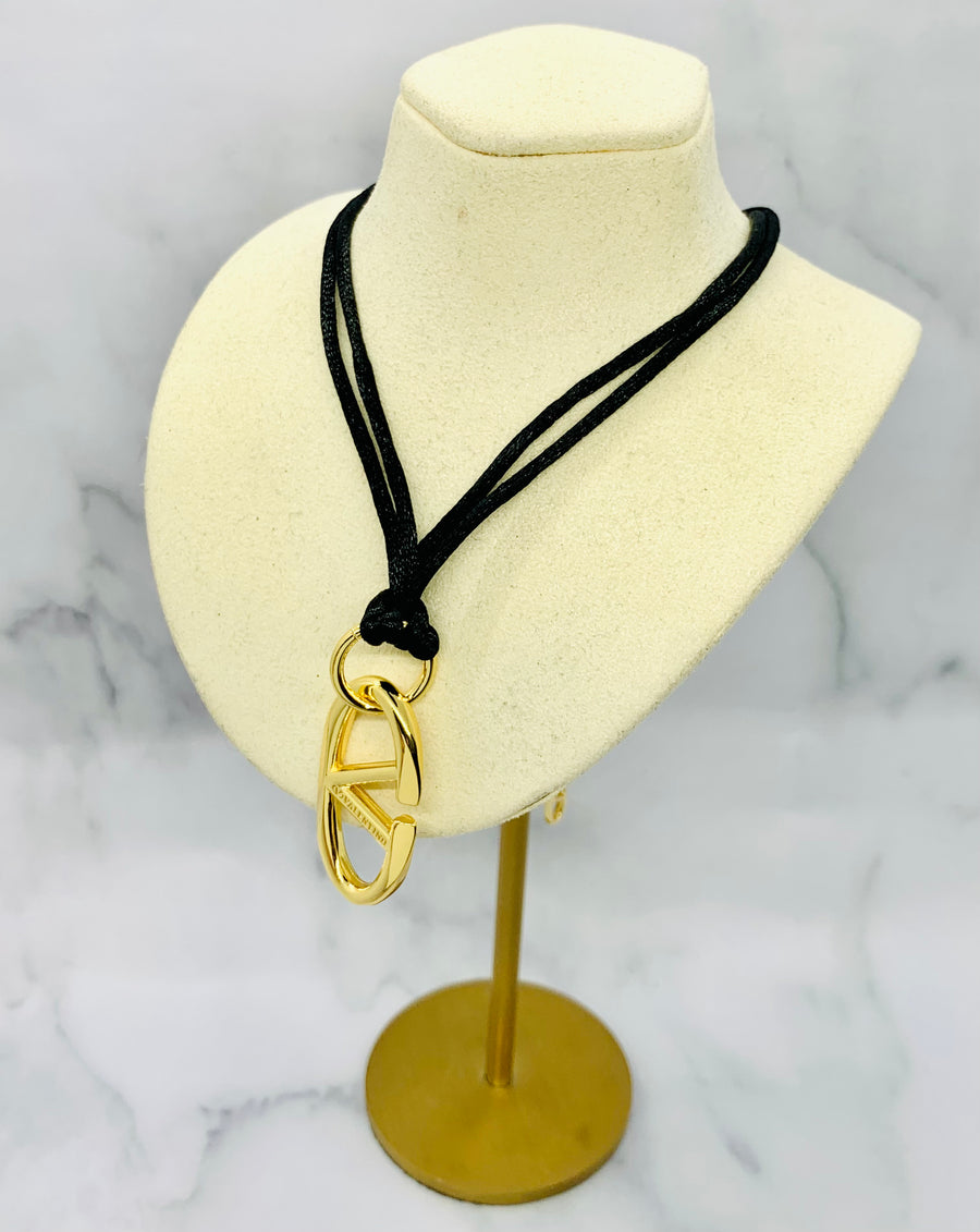 VALENTINO V Black Rope Necklace - Pre owned
