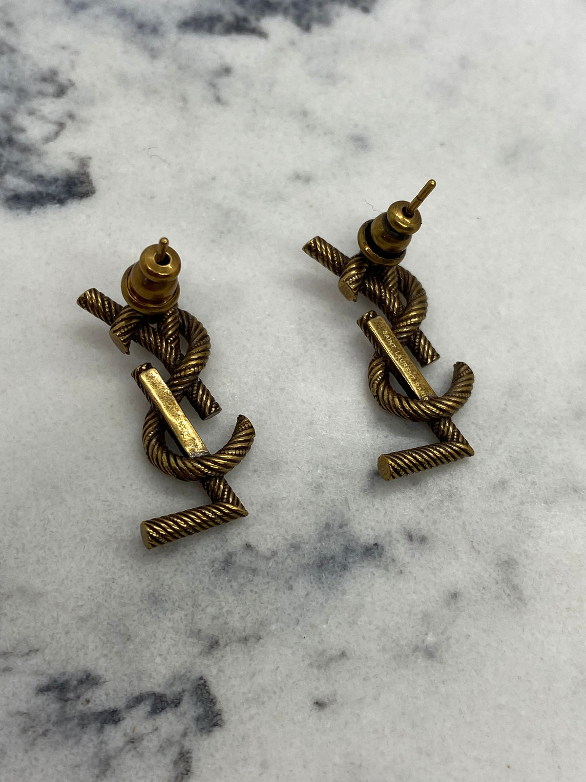 YSL YVES SAINT LAURENT Brass Tone Earrings - Pre owned