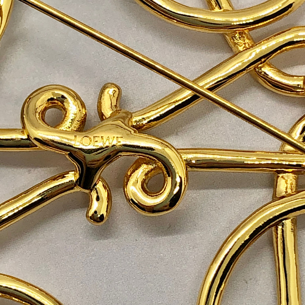 LOEWE Gold Tone Monogram Brooch Pin - Pre owned