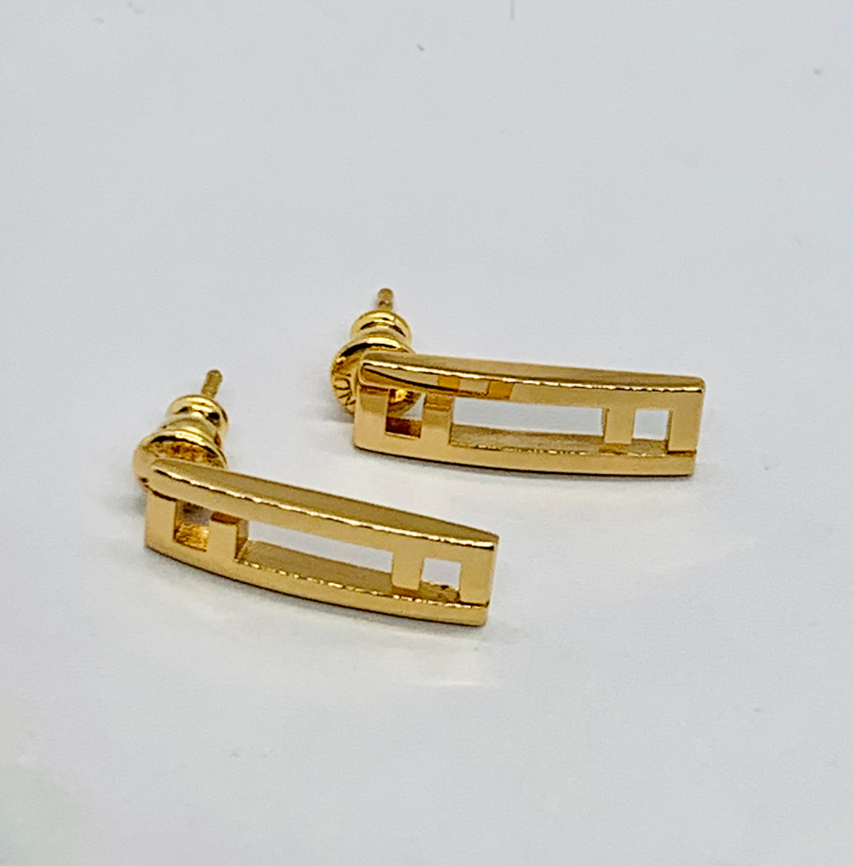 FENDI FF Gold Tone Pendant Earrings - Pre owned