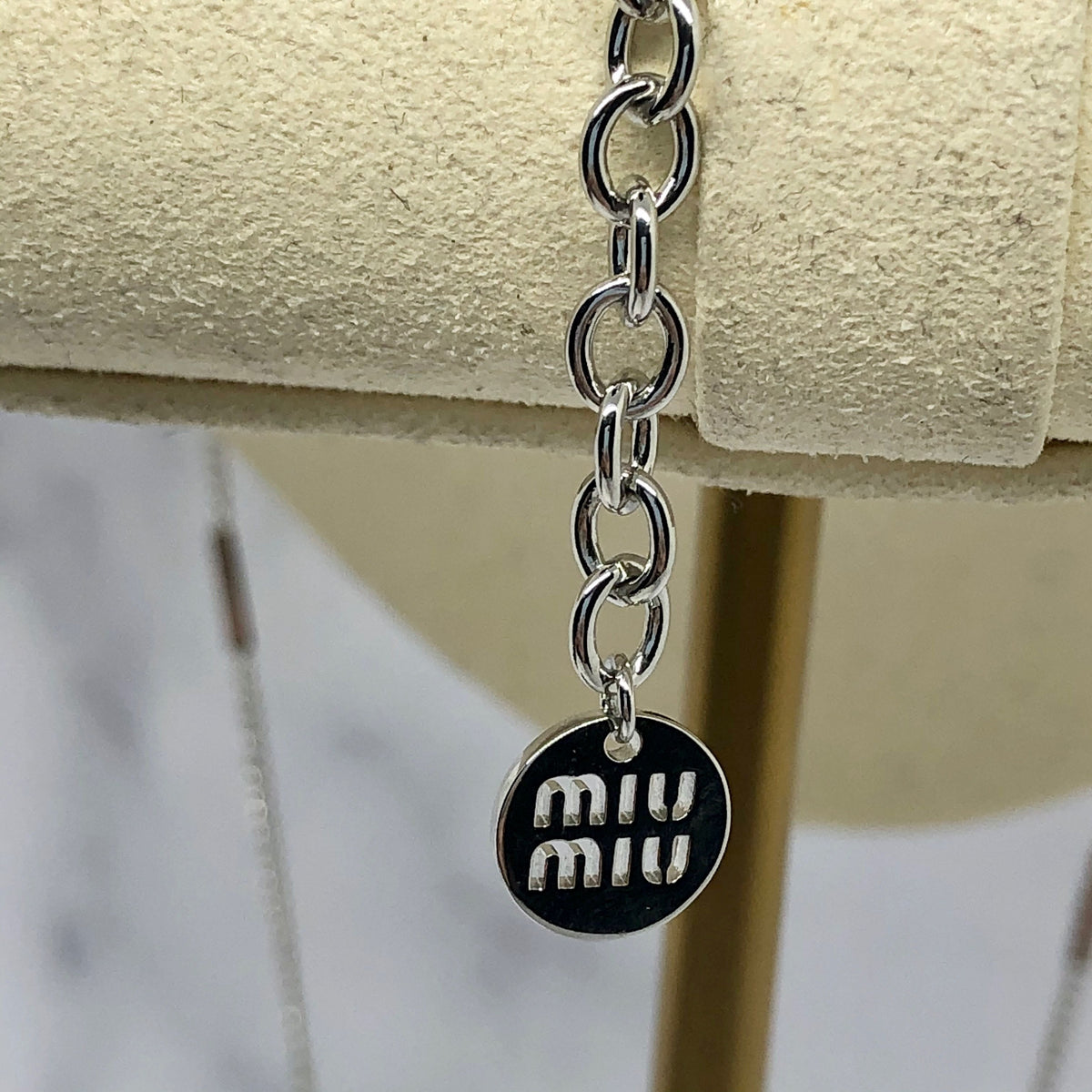 MIU MIU Rhinestone Monogram Necklace - Pre owned