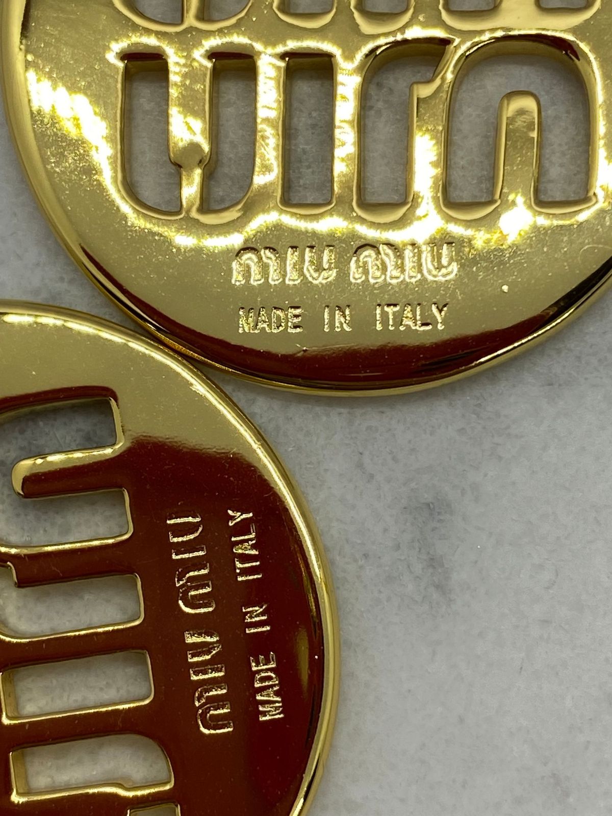 MIU MIU Gold Disc Earrings - Pre owned