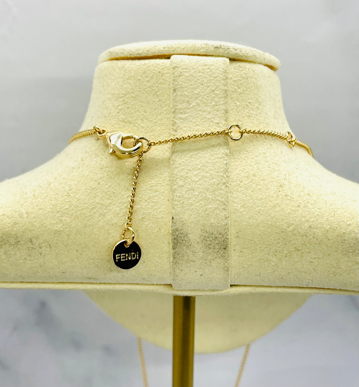FENDI F Rhinestone Chain Necklace - Pre owned