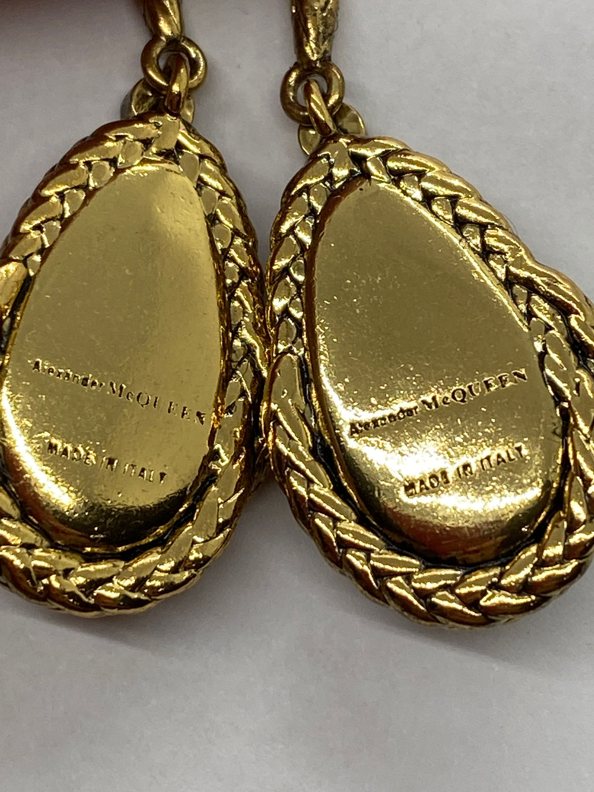 ALEXANDER McQUEEN Gold Tone Pearl Pendant Earrings - Pre owned