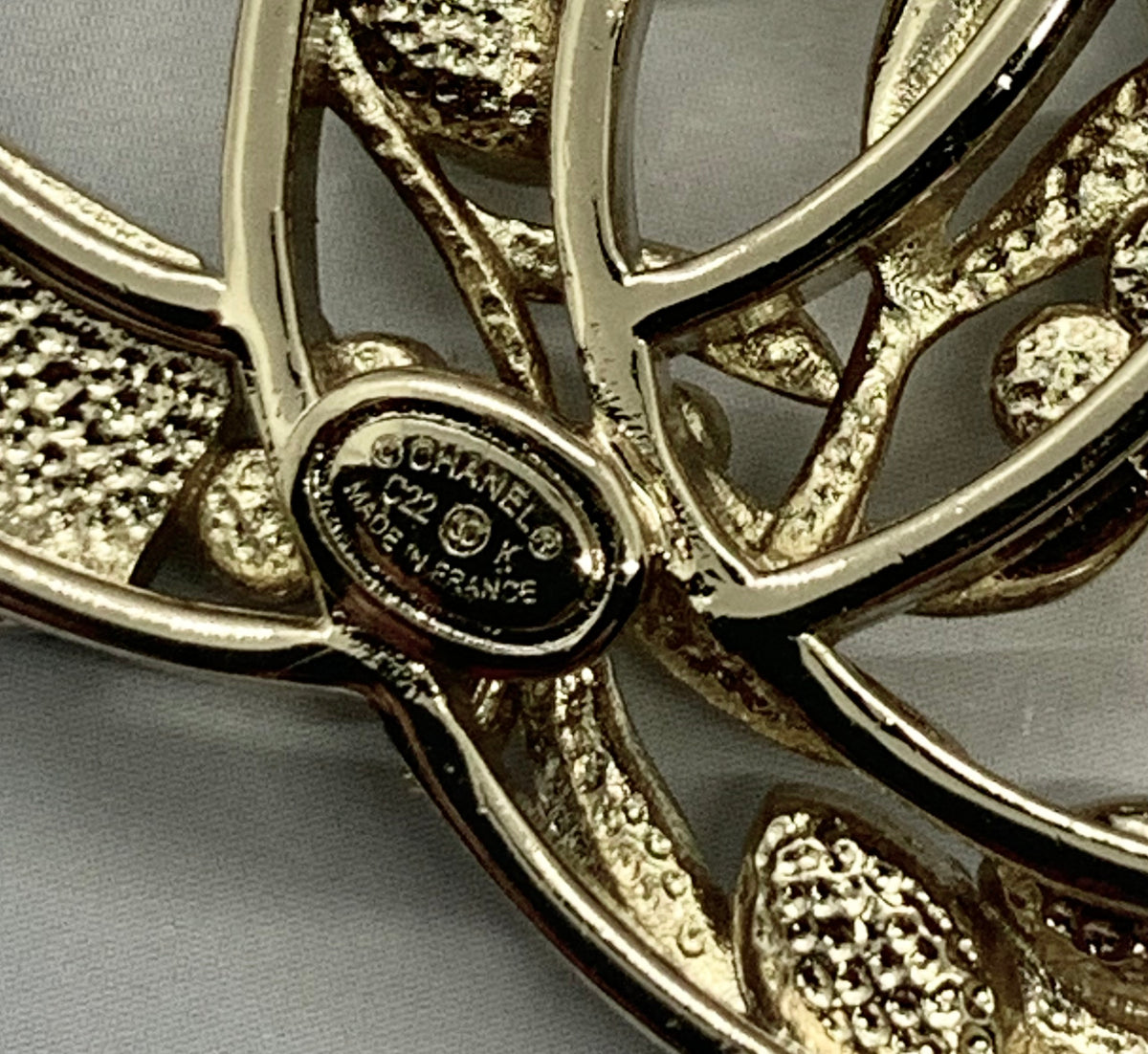 CHANEL CC Ornate Rhinestone Brooch Pin - USED