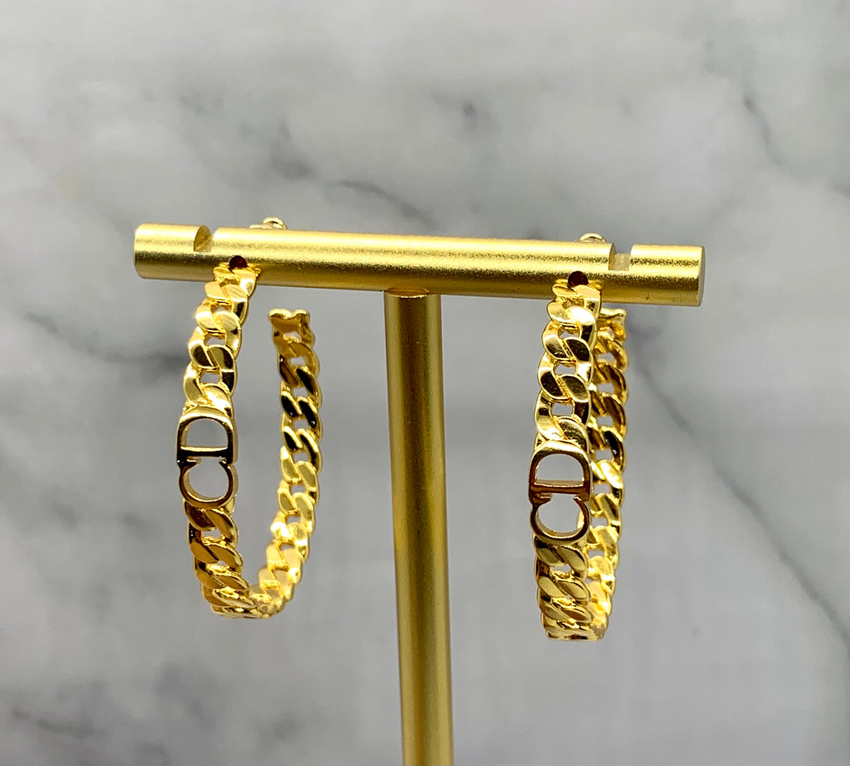 CHRISTIAN DIOR CD Gold Hoop Earrings Earrings - Pre owned