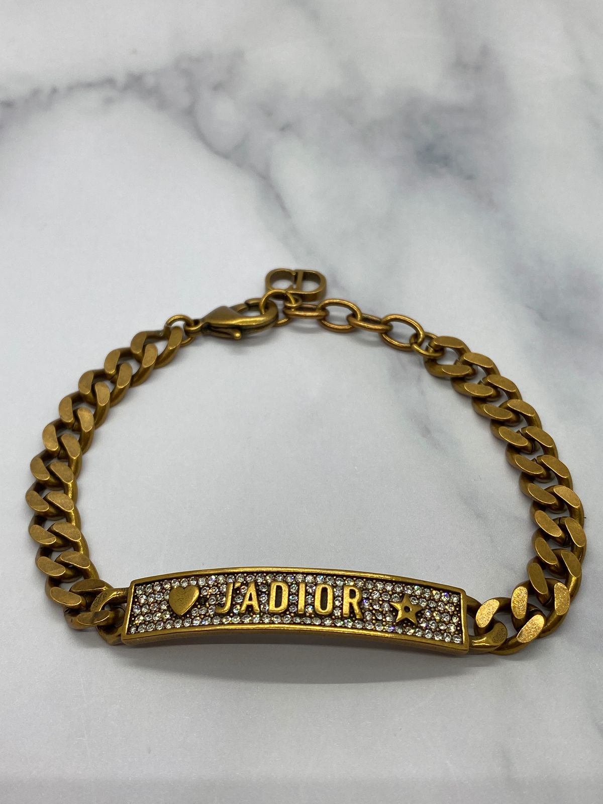 CHRISTIAN DIOR J'Adior Brass Tone Rhinestone Bracelet - Pre owned