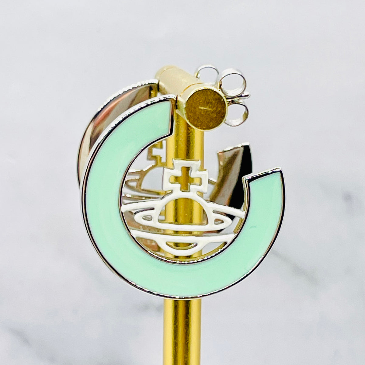 Vivienne Westwood - Teal Orb Hoop Earrings - Pre owned
