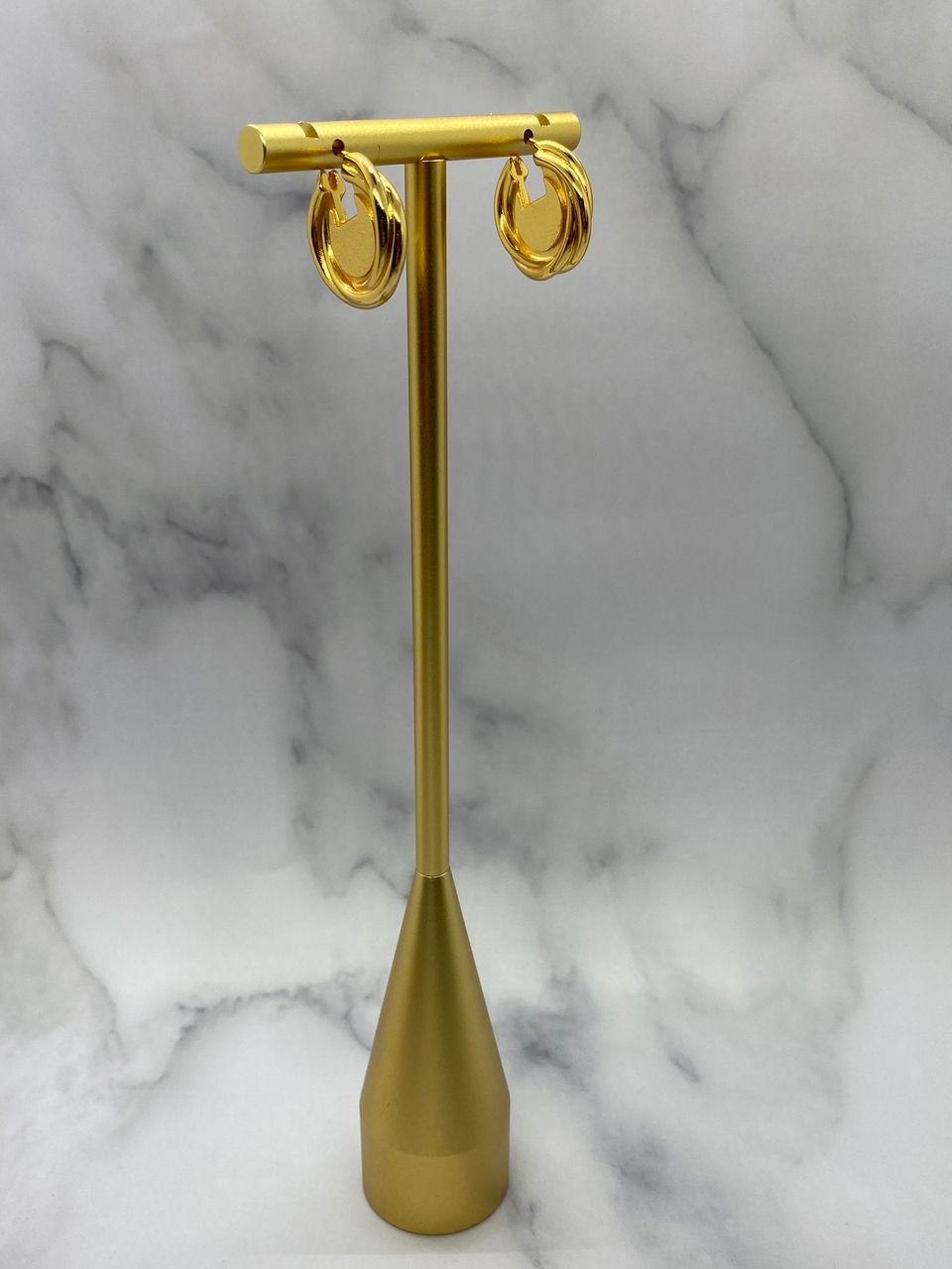 BOTTEGA VENETA Gold Tone Disc Earrings - Pre owned