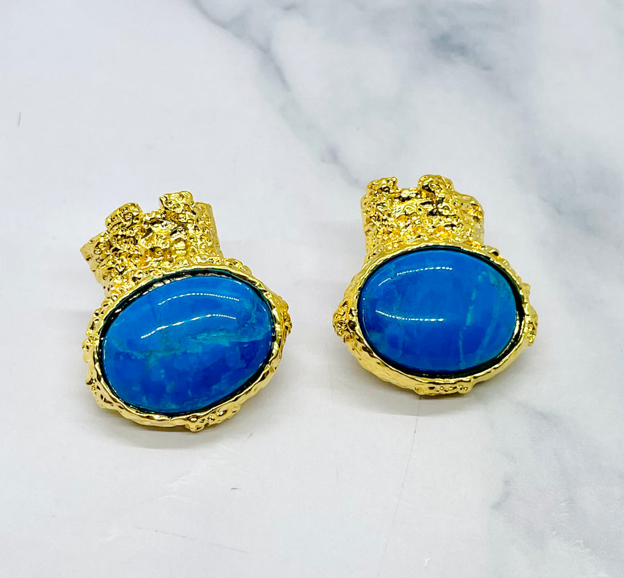 YSL YVES SAINT LAURENT Teal Stone Earrings - Pre owned