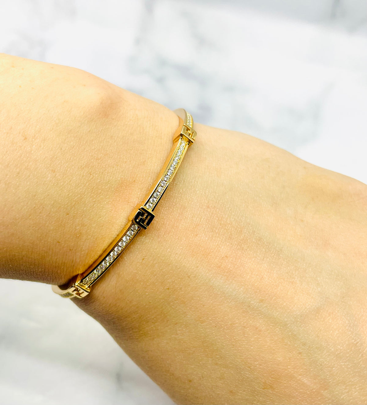 FENDI FF Monogram Rhinestone Cuff Bracelet - Pre owned