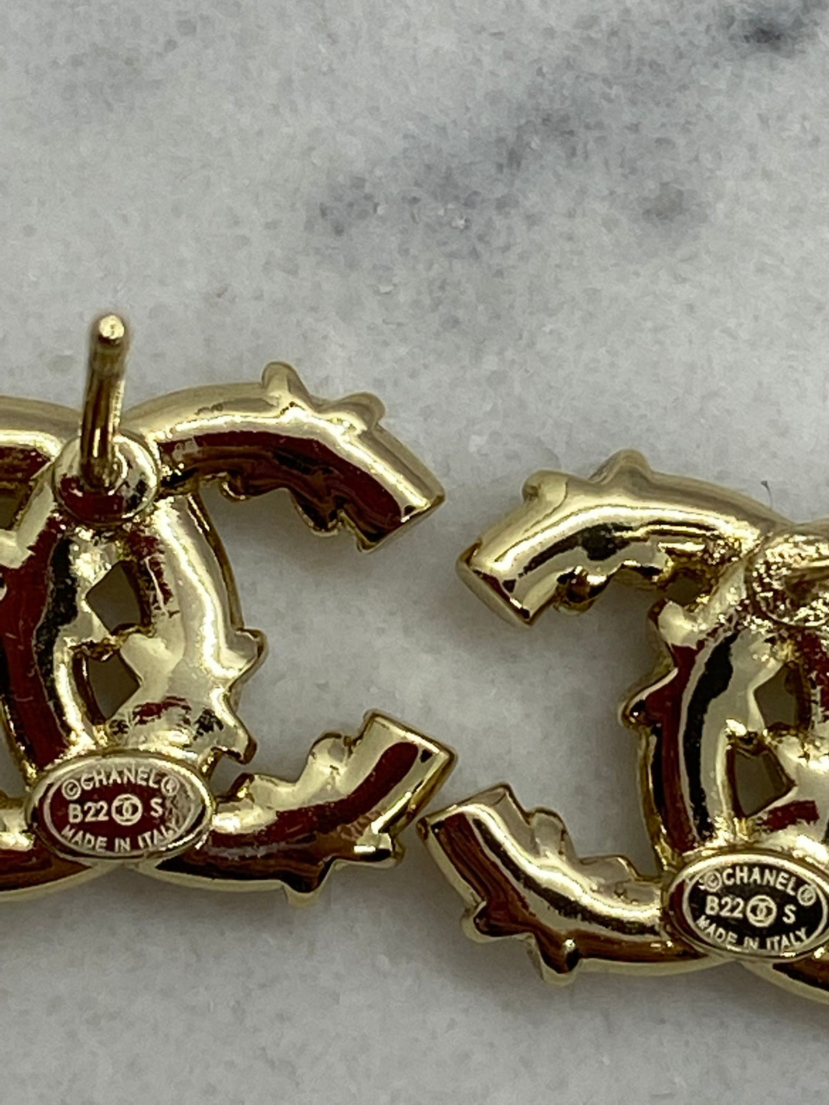 CHANEL CC Gold Tone Rhinestone Small Earrings - USED