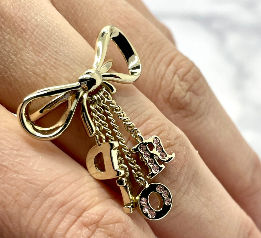 CHRISTIAN DIOR Bow Charms Ring Size 7 - Pre owned