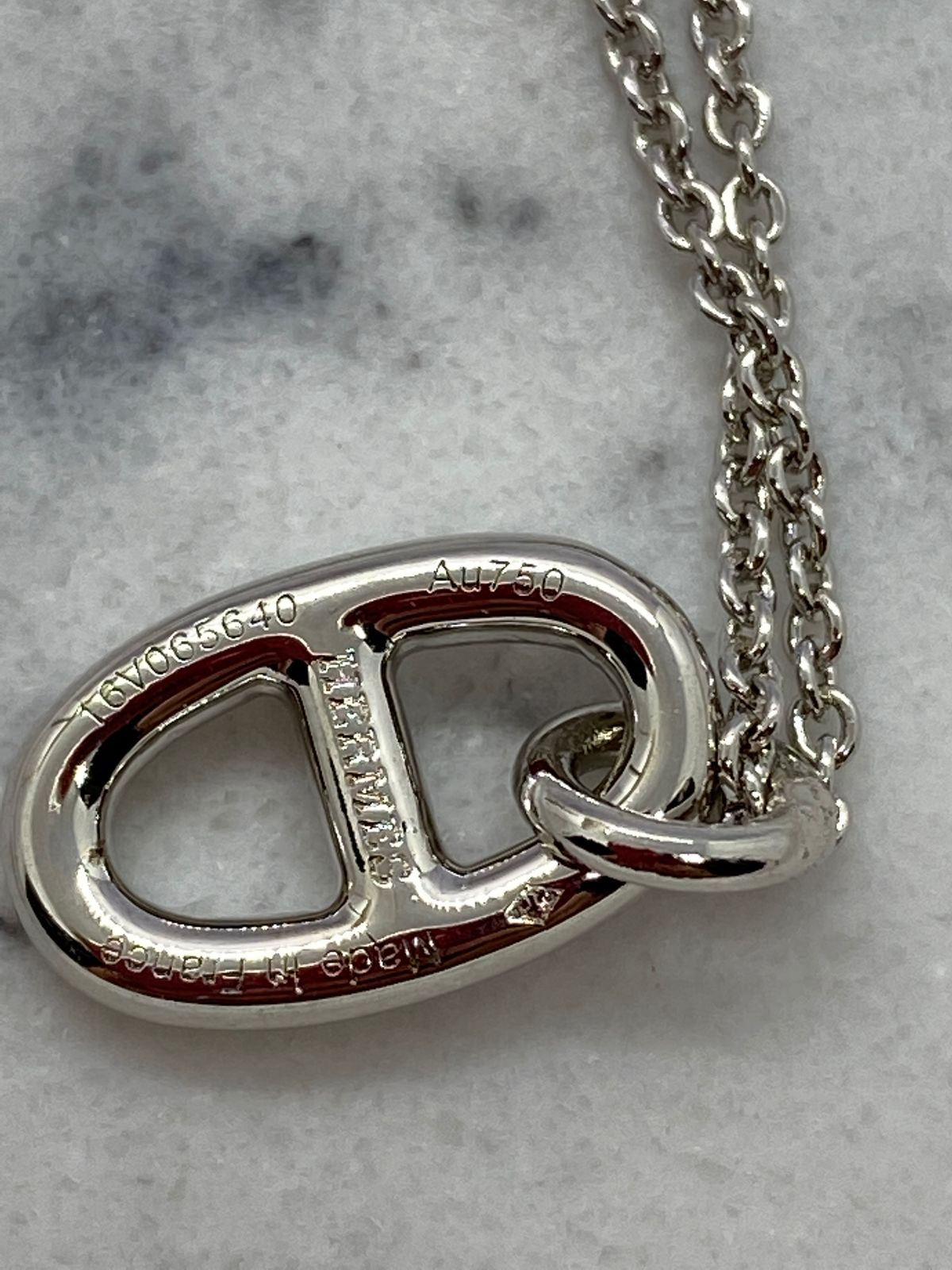HERMES Silver Tone Chain Necklace - Pre owned